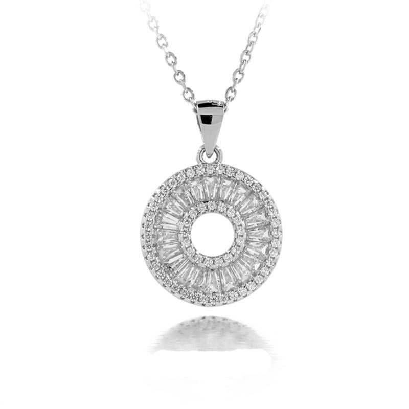 Sterling Silver Stone Circle Necklace