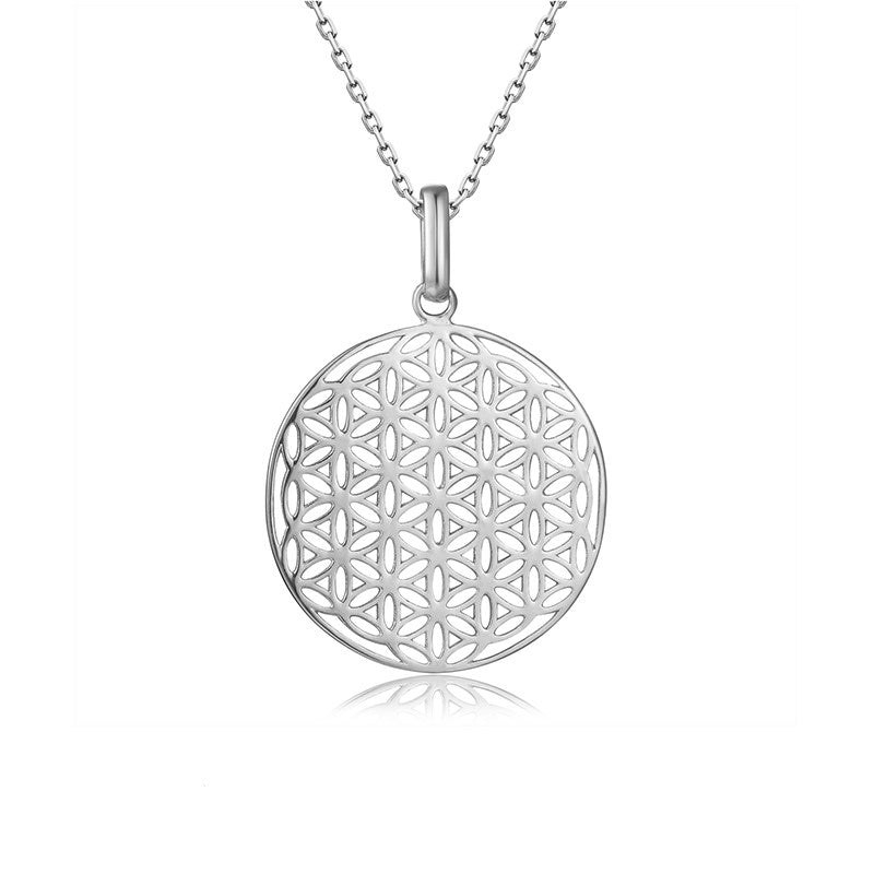 Sterling Silver Patterned Circle Necklace