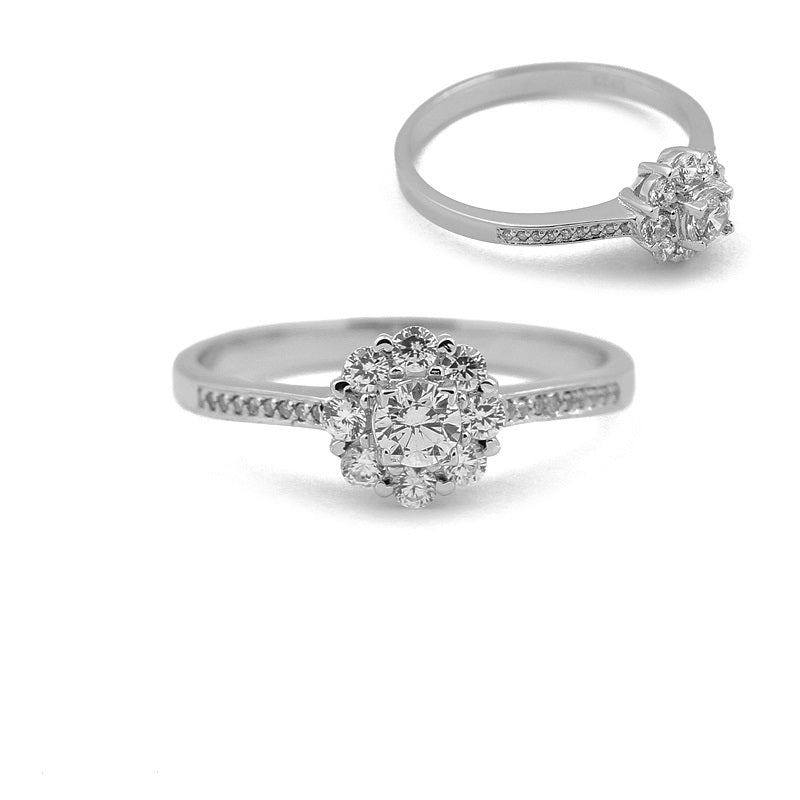 Sterling Silver Floral CZ Ring