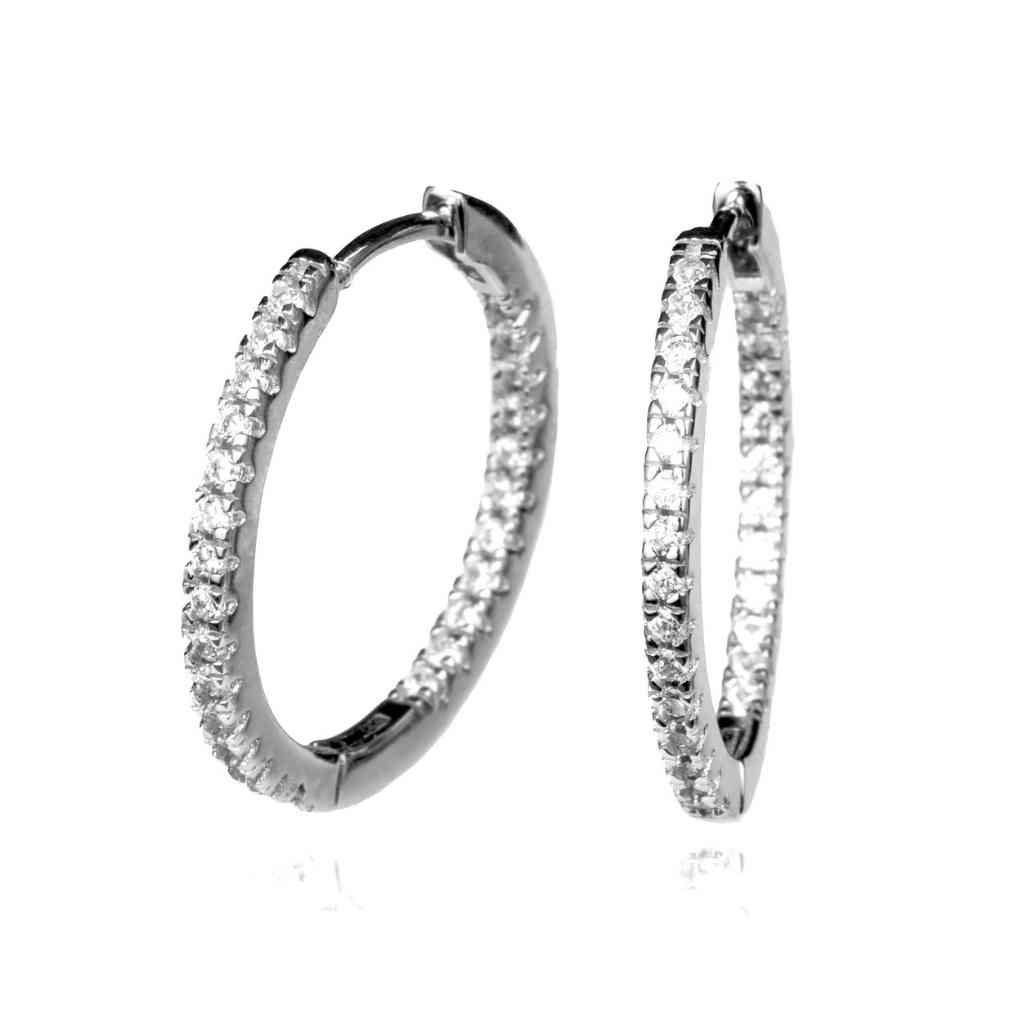 Hoop Earrings encrusted with CZ stones inside and hoop and outside.