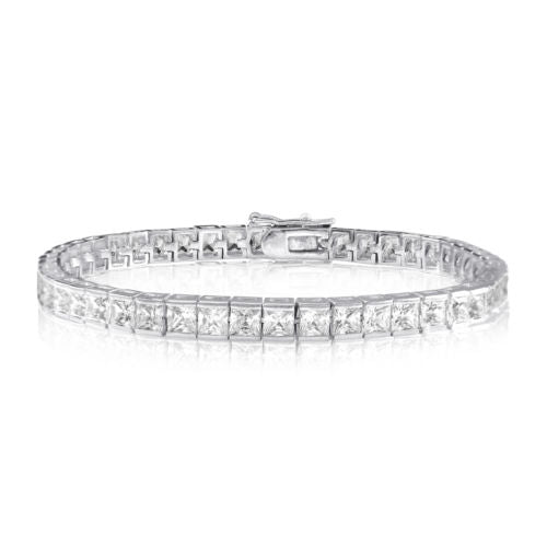 Sterling Silver Diamante Square Tennis Bracelet