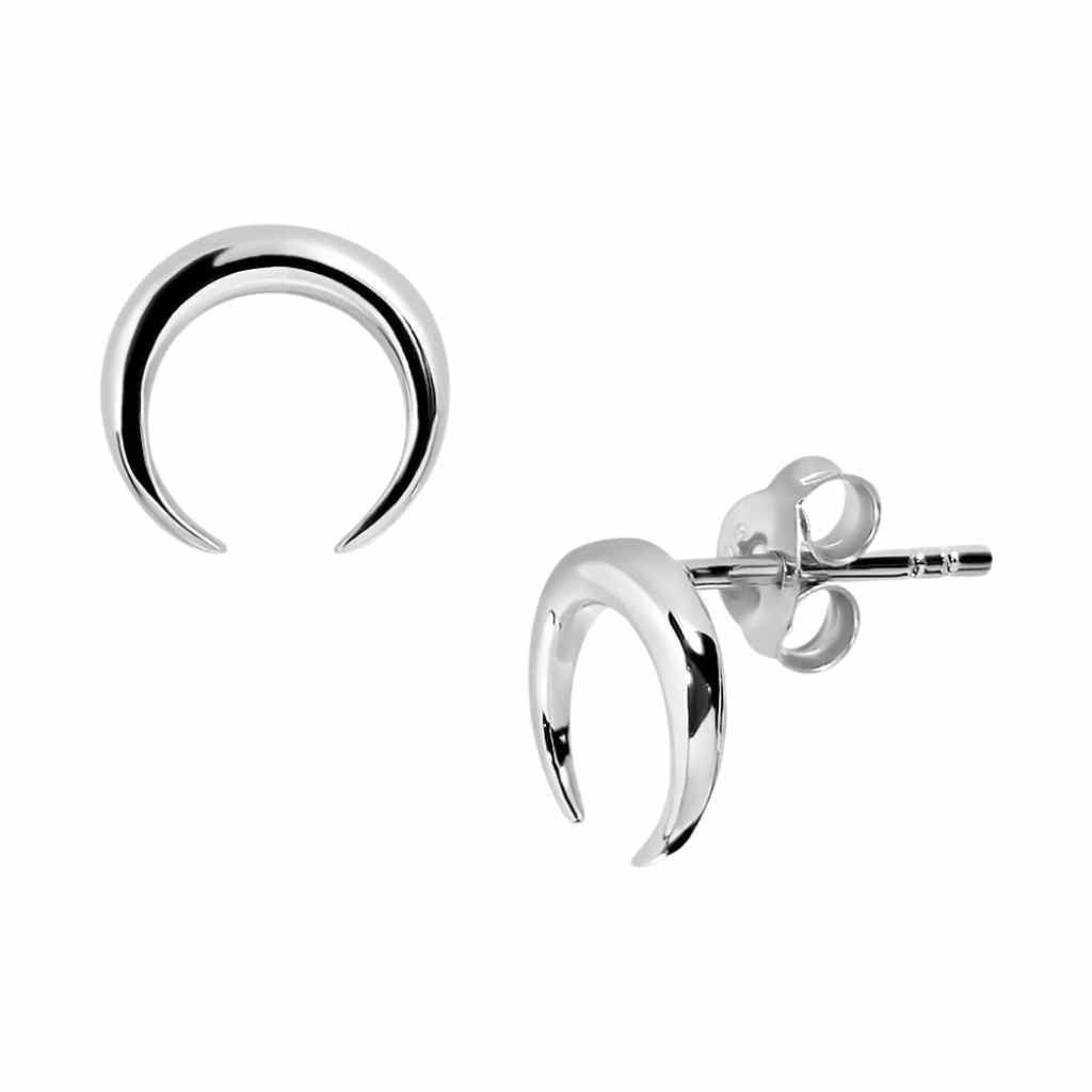 Half Moon stud earrings crafted in sterling  silver with a high polish finish.