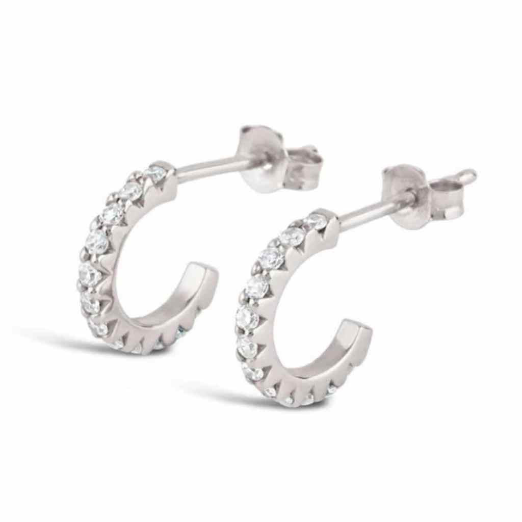 Sparkling Mini Hoop Earrings encrusted with Cubic Zirconia stoned earrings.
