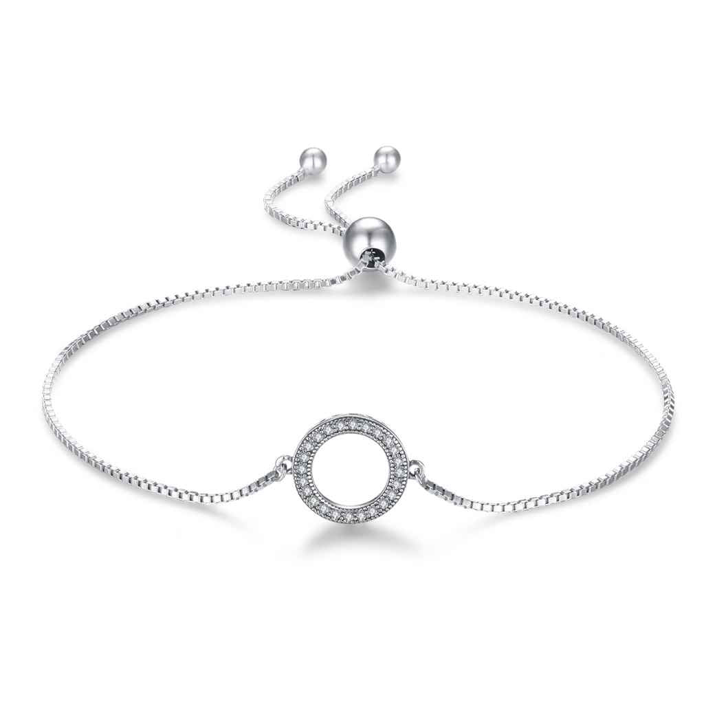 Circle bracelet encrusted with sparkling cubic zirconia stones. A quality bracelet to fit all wrist sizes.