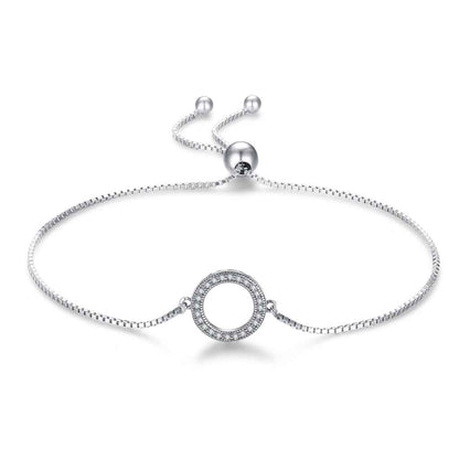 Circle bracelet encrusted with sparkling cubic zirconia stones. A quality bracelet to fit all wrist sizes.