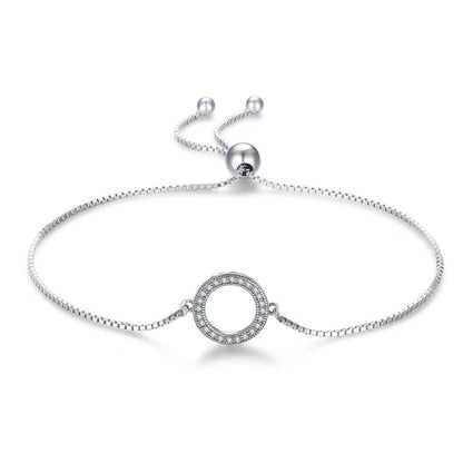Inspired Silver Circle Charm For Bracelets – Sterling Silver Plated With Cubic Zirconia Stones