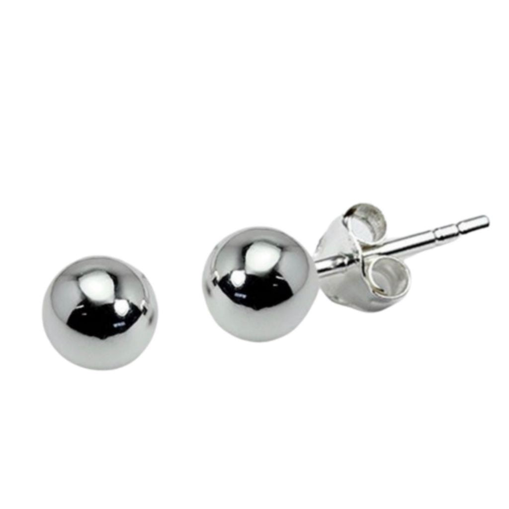 Sterling Silver High Polished Ball Stud Earrings.