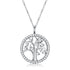 Stylish tree of life necklace encrusted with sparkling cubic zirconia stones .