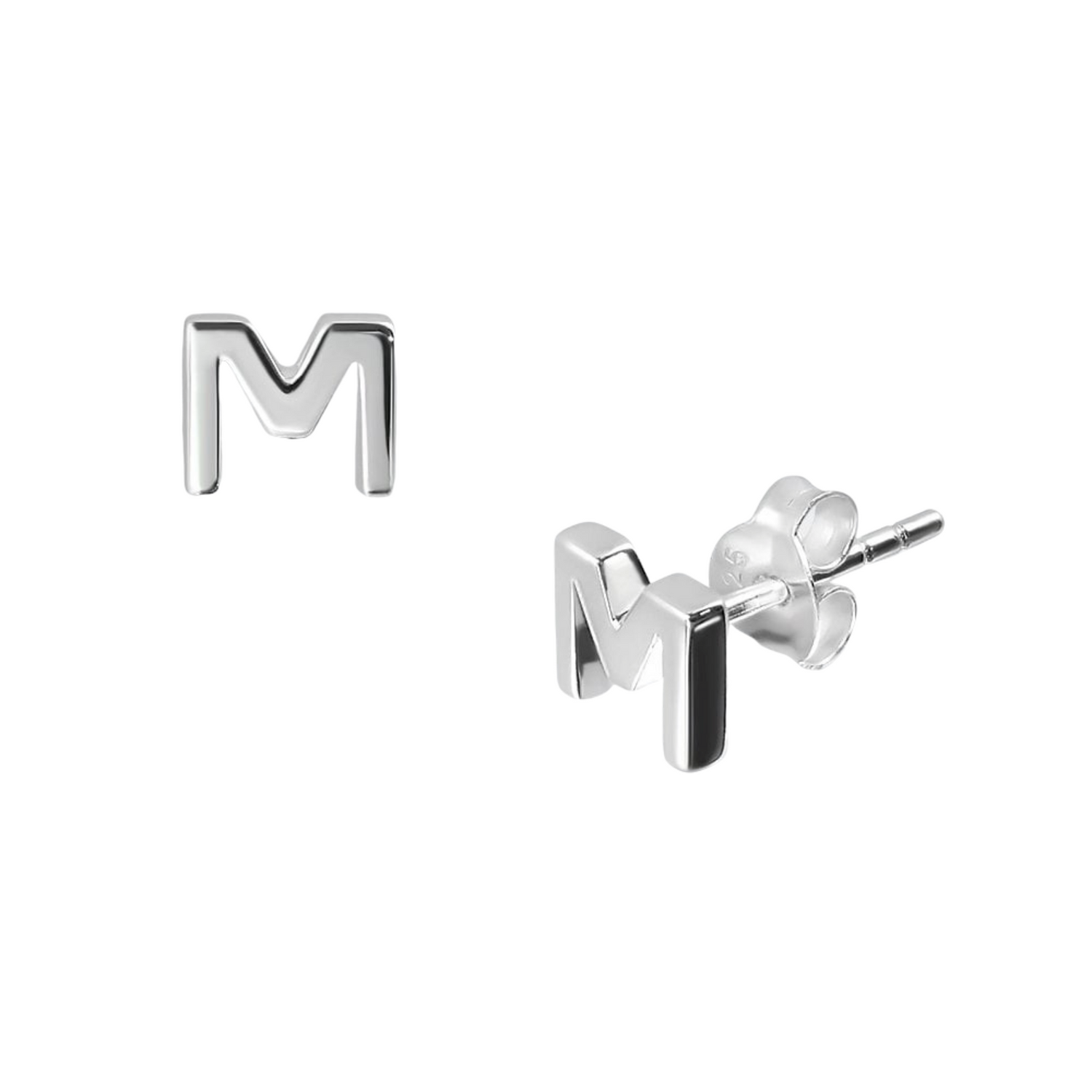 Sterling Silver Letter M Studs