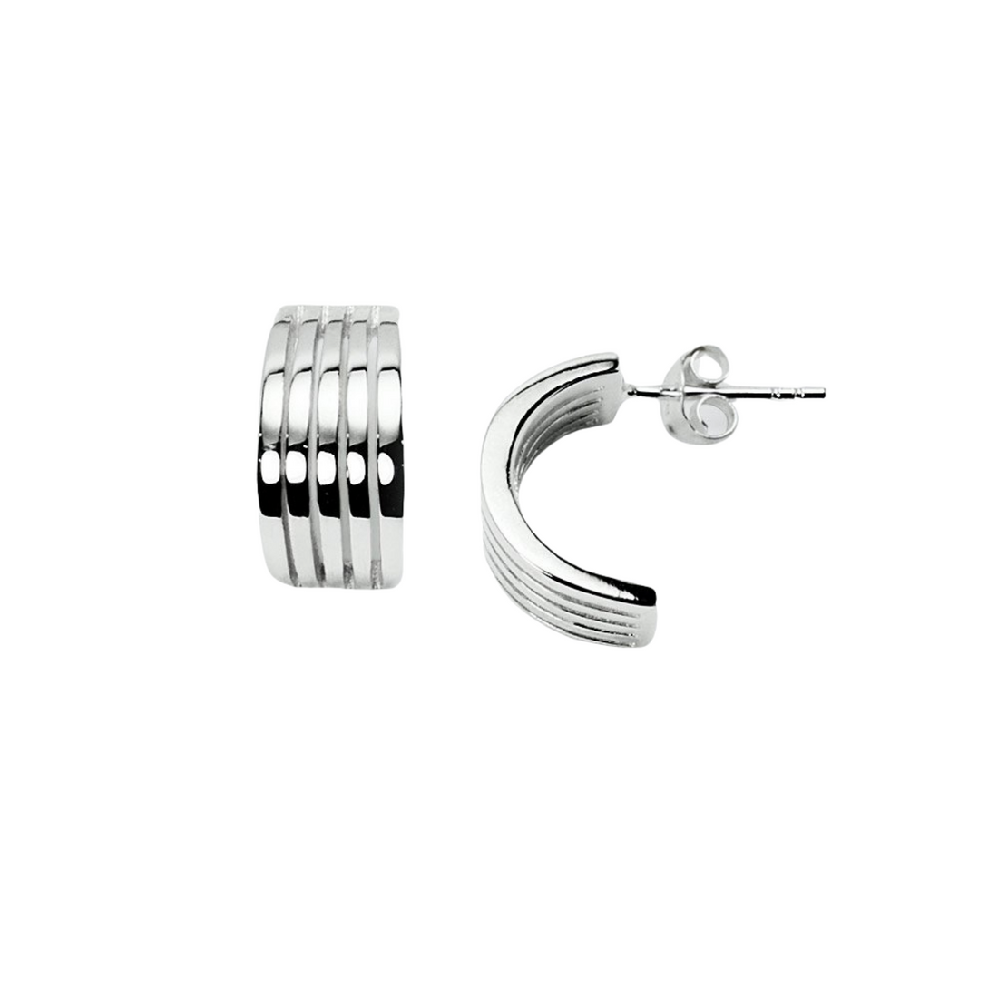 Sterling Silver Half Hoop Stud