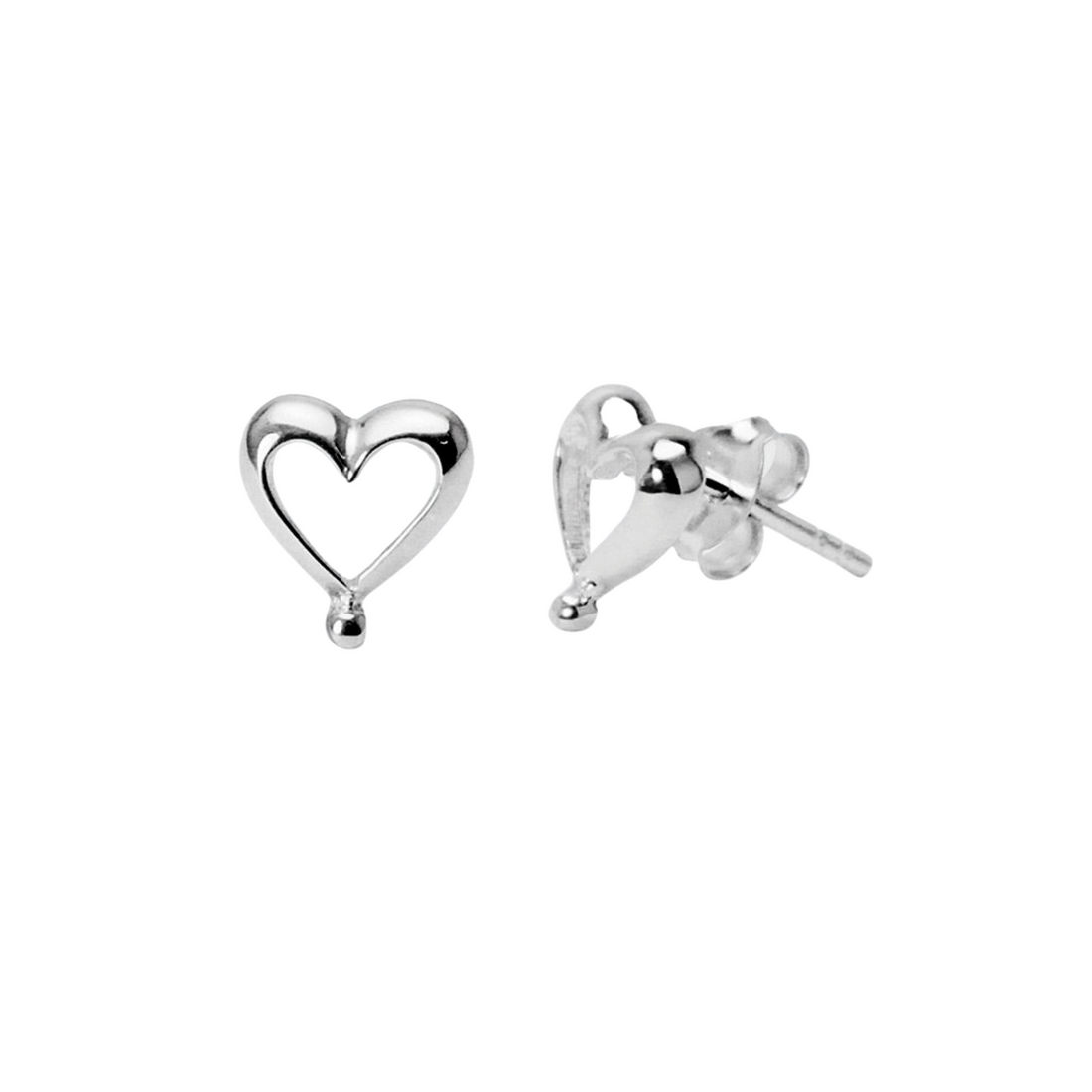 Sterling Silver Romantic Heart Studs