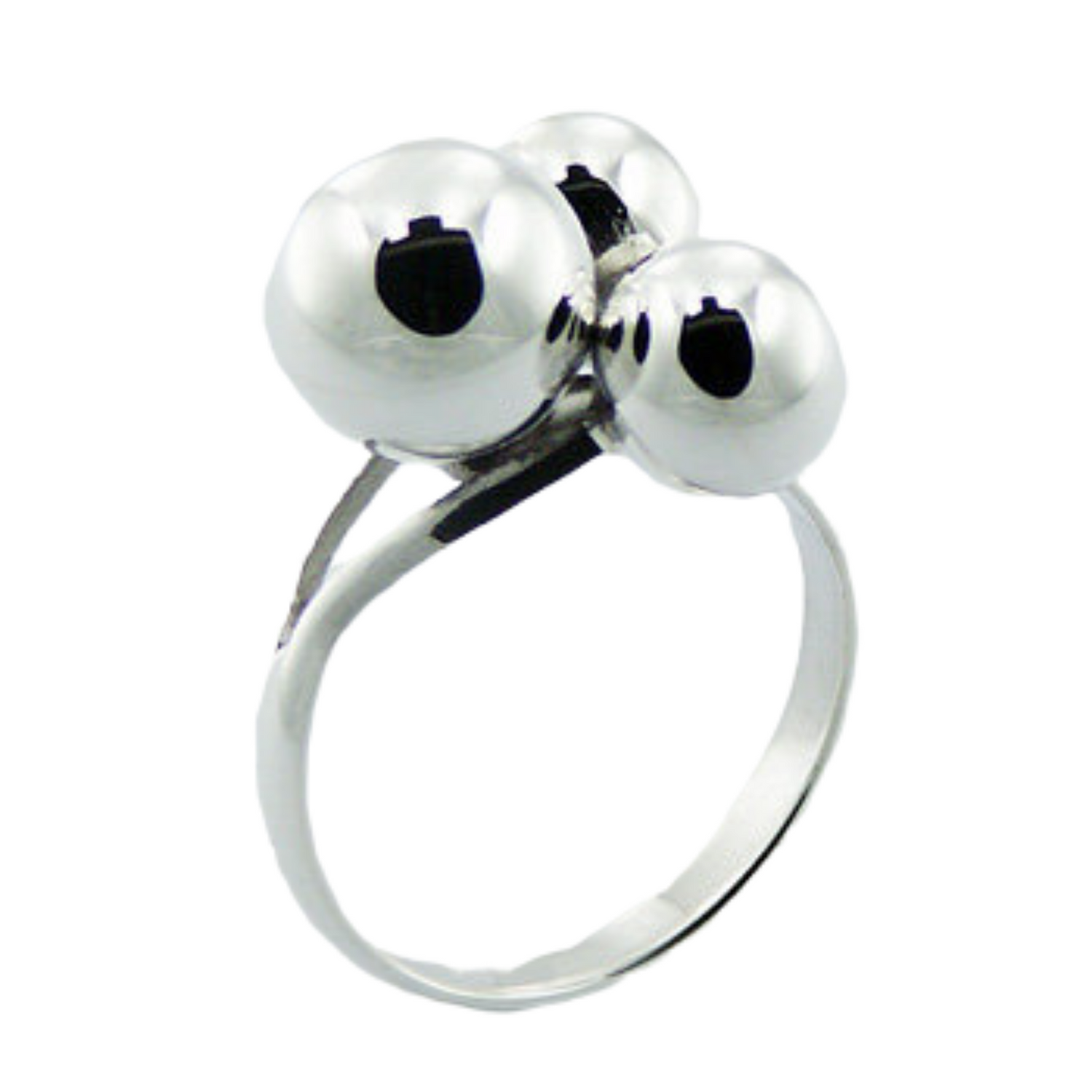 Sterling Silver Three Spheres Ring