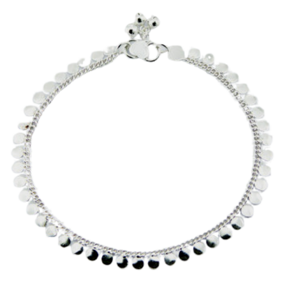 Sterling Silver Shiny Disc Anklet