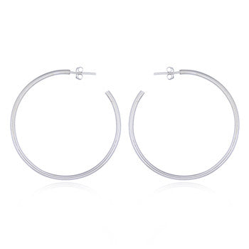 Sterling Silver Hoop 44 mm Stud Earrings