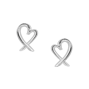 Sterling Silver Earrings in shape of open love heart.