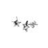 Sterling silver tiny star stud earrings featuring a sparkling solitare cubic zirconia stud .