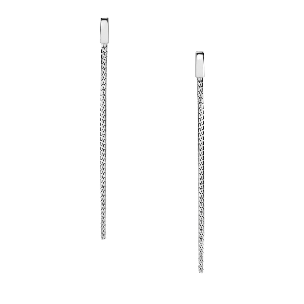 Sterling Silver Statement Link Drop Stud Earrings