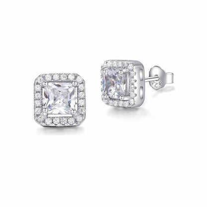 Diamante sparkling square stud earrings.