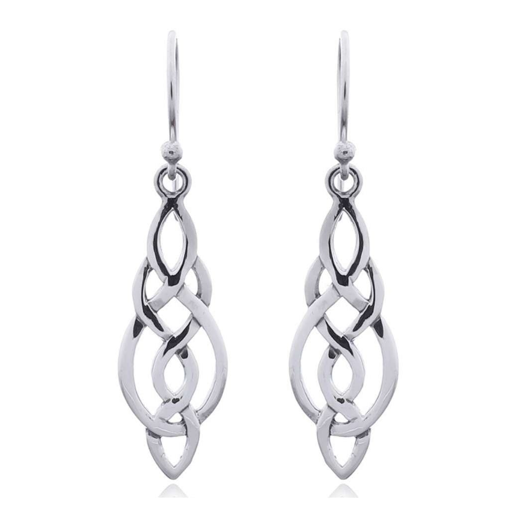 Statement Celtic Drop Silver Earrings High Polish finish