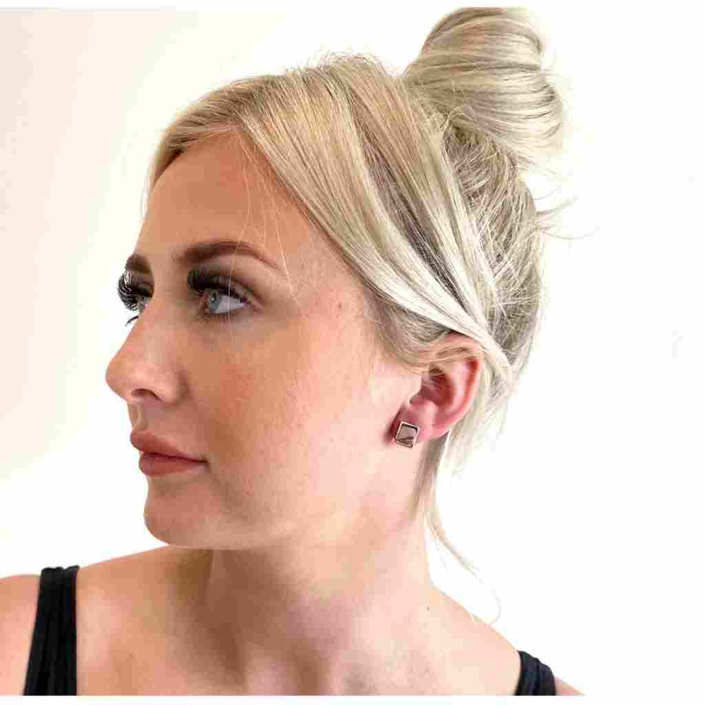 Sterling Silver Square Hoop Earrings with high polish finish.